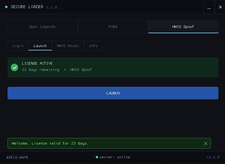 askio · HWID Spoofer — окно лоадера
